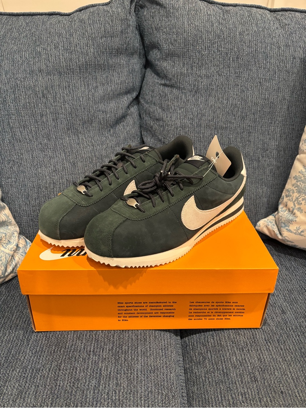 Nike Cortez Men's Low-Top Sneaker in Dark Green with Cream Swoosh